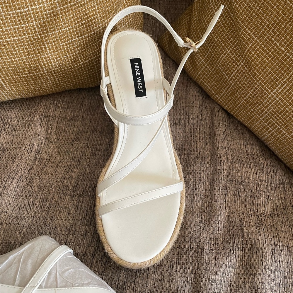 Nine West White Espadrille Slingback Sandals